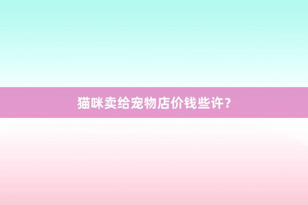 猫咪卖给宠物店价钱些许？